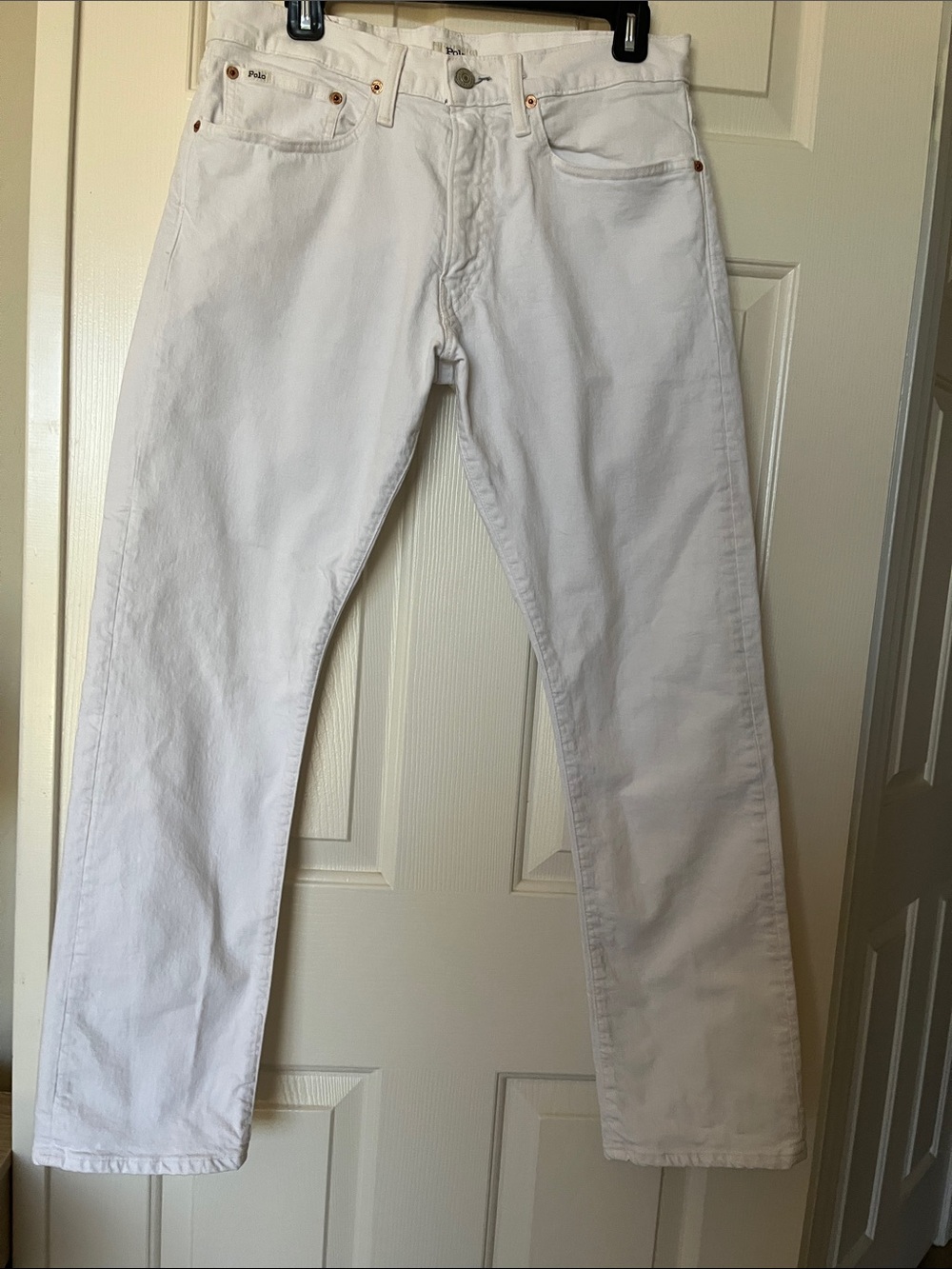 Men’s Ralph Lauren White Denim Jeans with Metal Button